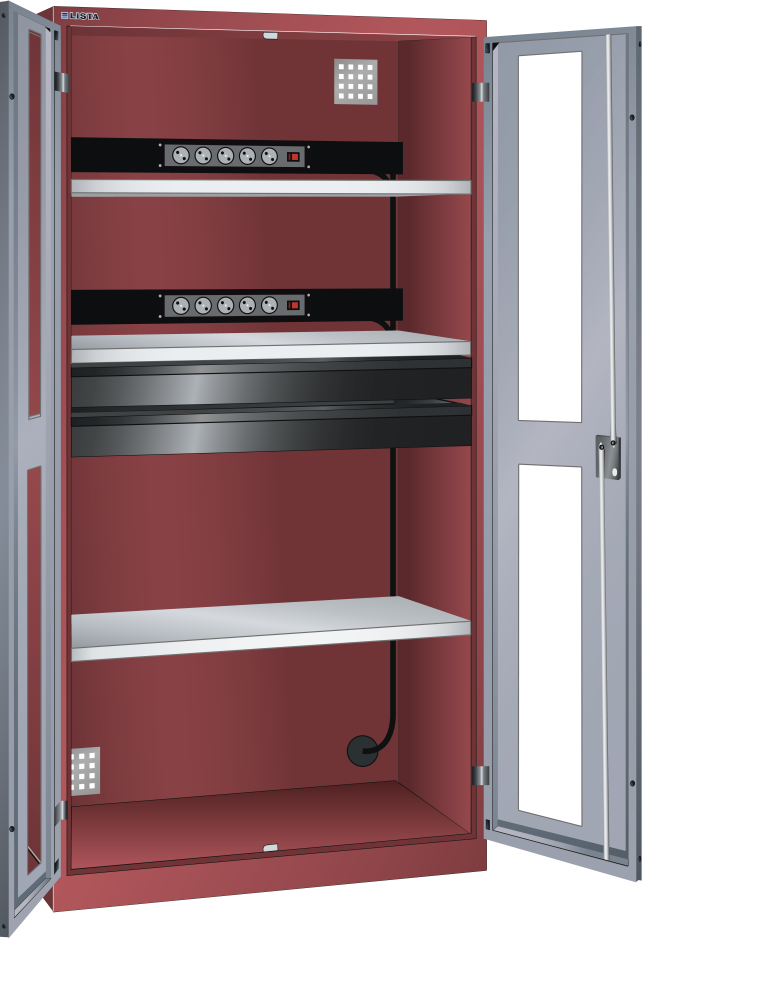 Rojo rub&iacute; RAL 3003 / Gris metalizado NCS S 6502-B